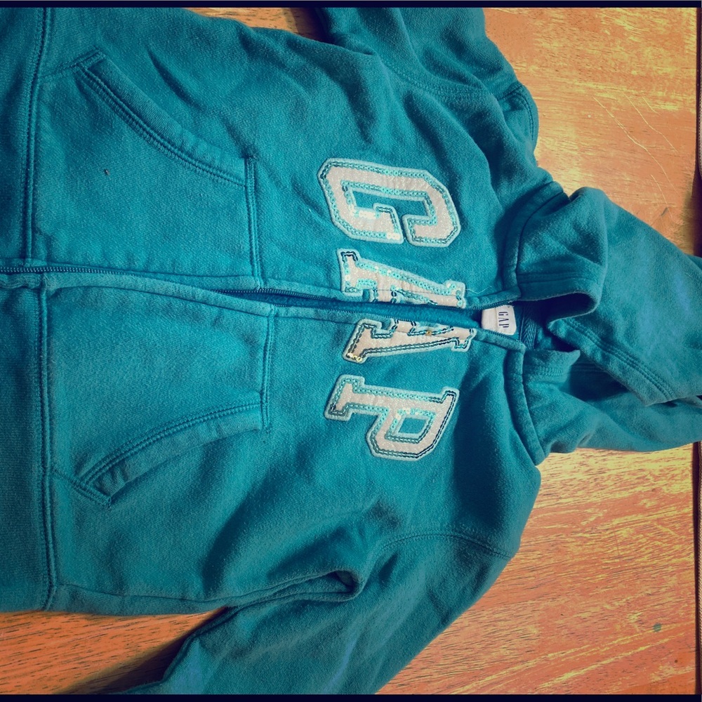 Gap teal pants and zip up hoodie set